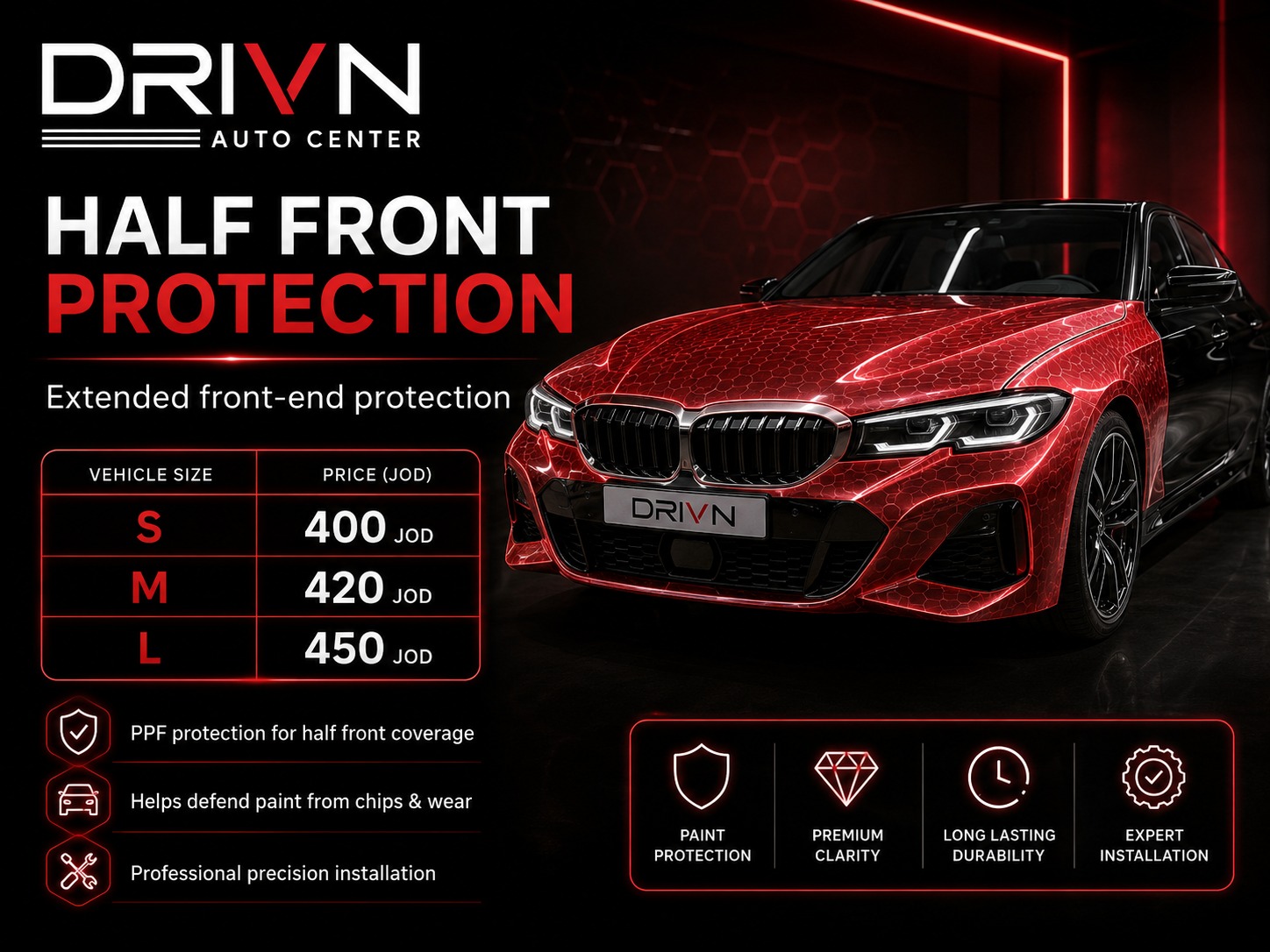 Half front protection service card