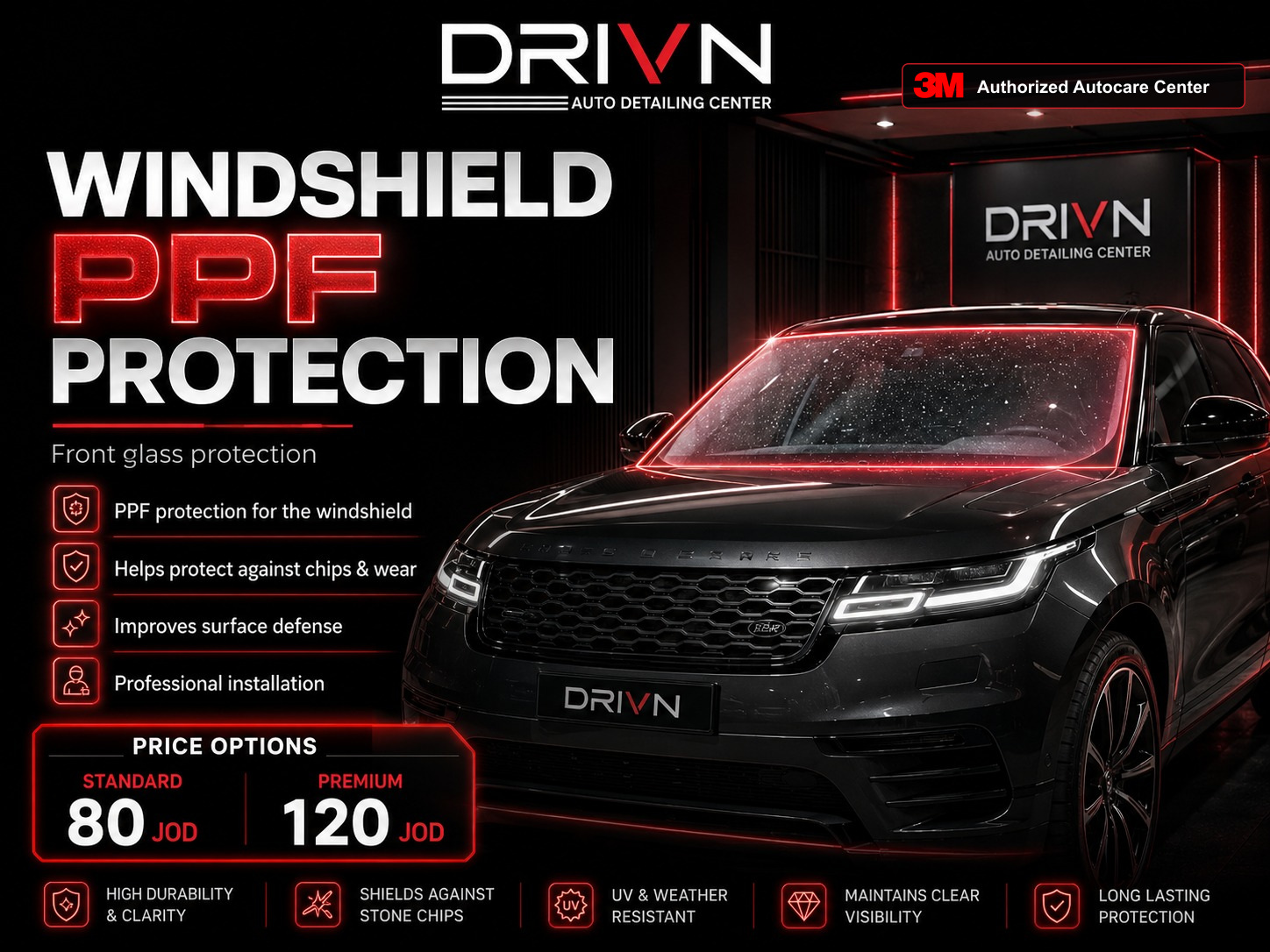 Windshield PPF protection service card